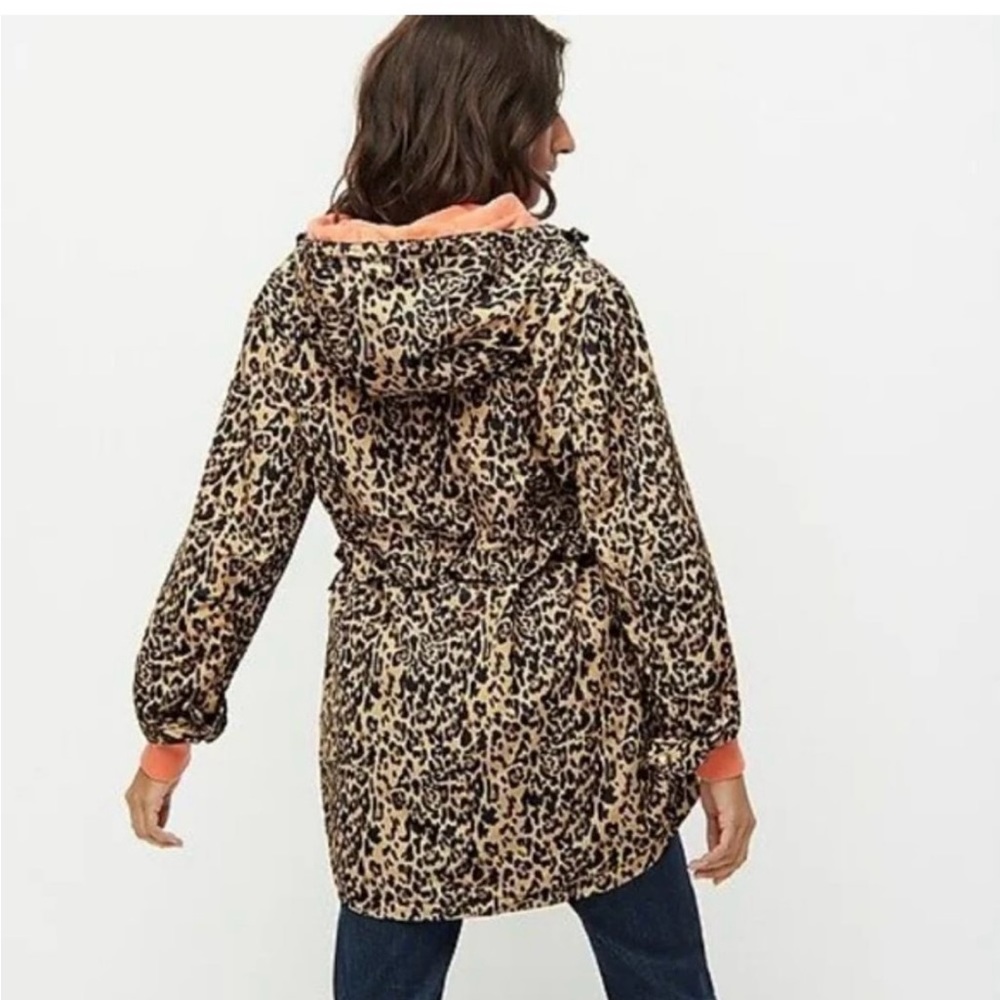 J Crew perfect Leopard Rain Jacket in ocelot